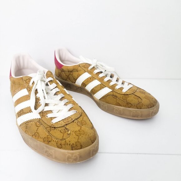Gucci Adidas Gazelle GG Monogram Print Sneakers US 9.5/ UK 9 - Picture 1 of 12